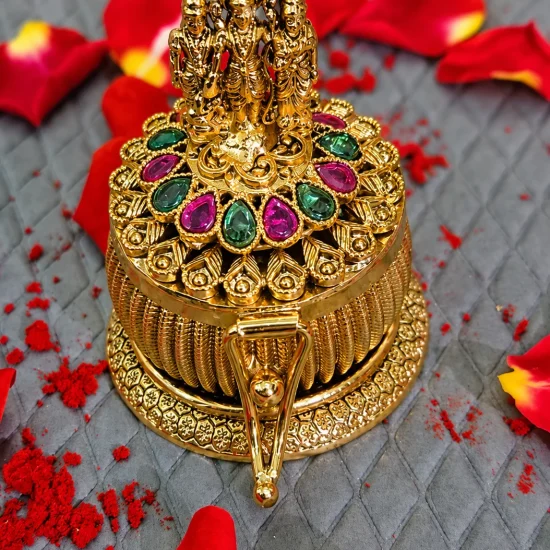 Ram Parivar Gold Finish Brass Kumkum Box