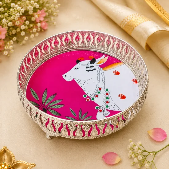 Germen Silver 6inches Tray With Print