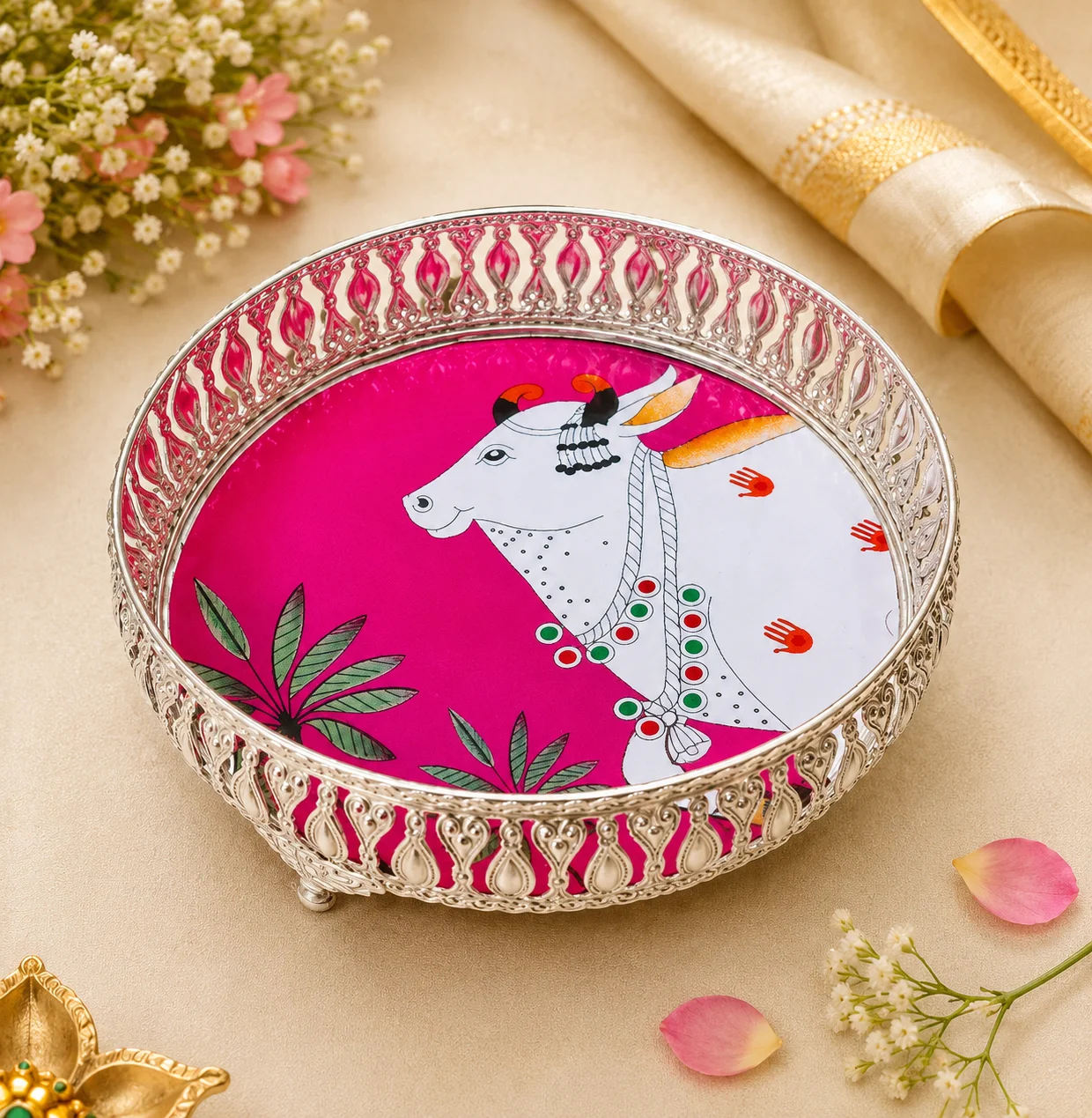Germen Silver 6inches Tray With Print