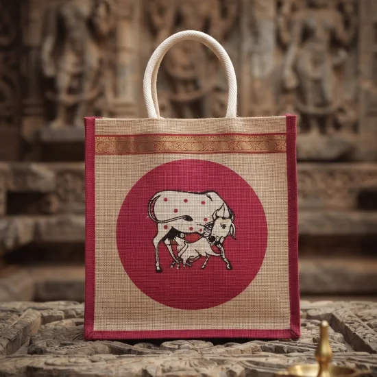 Pichwai Print Jute Bag