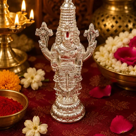 Silver Plated Lord Venkateswara Idol