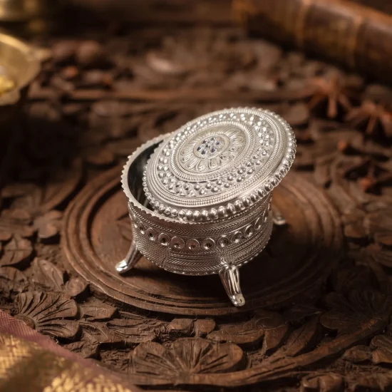 Traditional Silver Kumkum Box