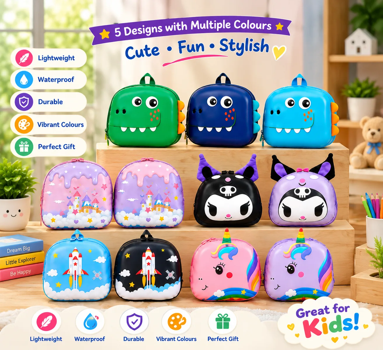 3D Cartoon Backpack For Kids